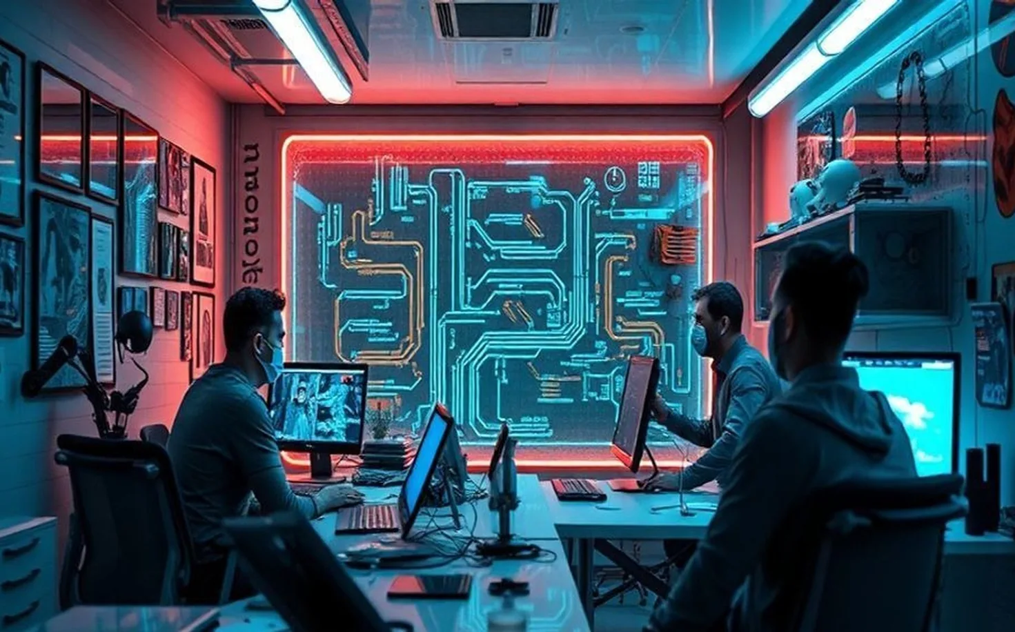 Modern biohacking workspace with advanced technology setup